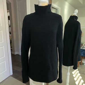 Athleta Tunic Length Black Funnel Neck Sweater M